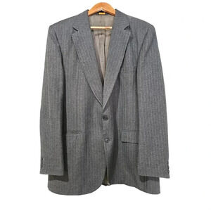 Highland Park Men's Single-Breasted Blazer Black Pinstripe Size 44L